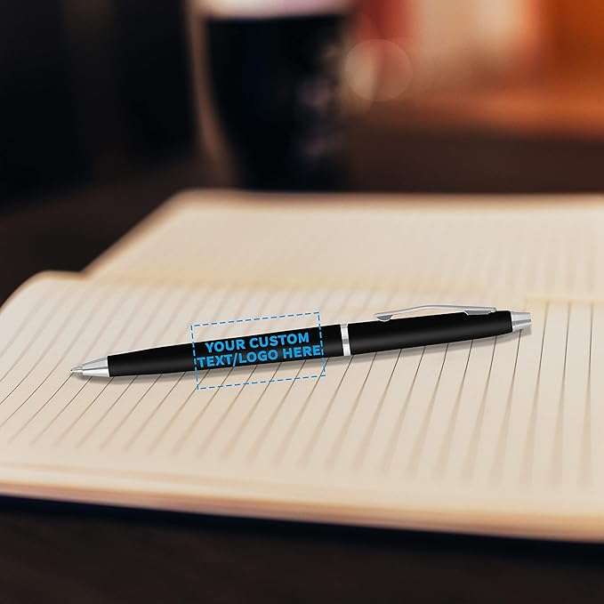 DISCOUNT PROMOS Custom Langham Ballpoint Pens Set of 100, Personalized Bulk Pack - Black Ink, Great for Office, School, Business, Tradeshows - Black