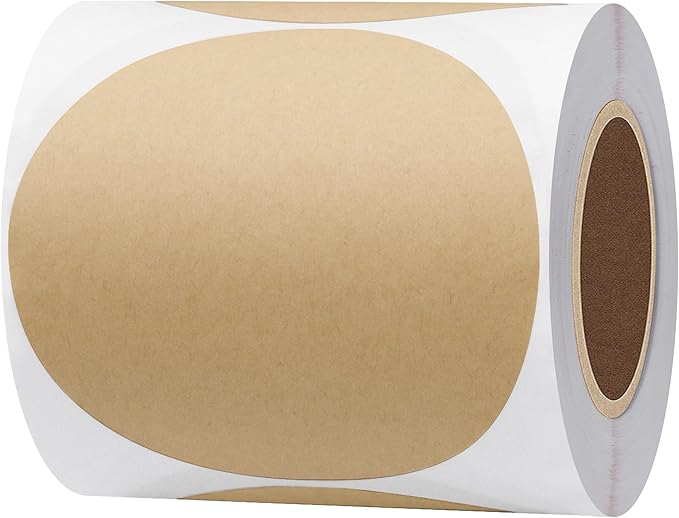 Hybsk Round Color Coding Circle Dots Labels Warehouse Inventory Organizer Stickers (3 inch, Kraft)