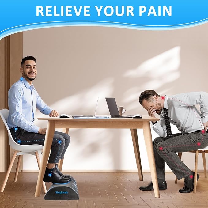 StepLively Foot Rest for Under Desk at Work, Comfortable Foot Stool with 2 Adjustable Heights, Footrest with Washable Cover, for Back & Hip Pain Relief, Suitable for Office, Home, Car, Gray, X-Large