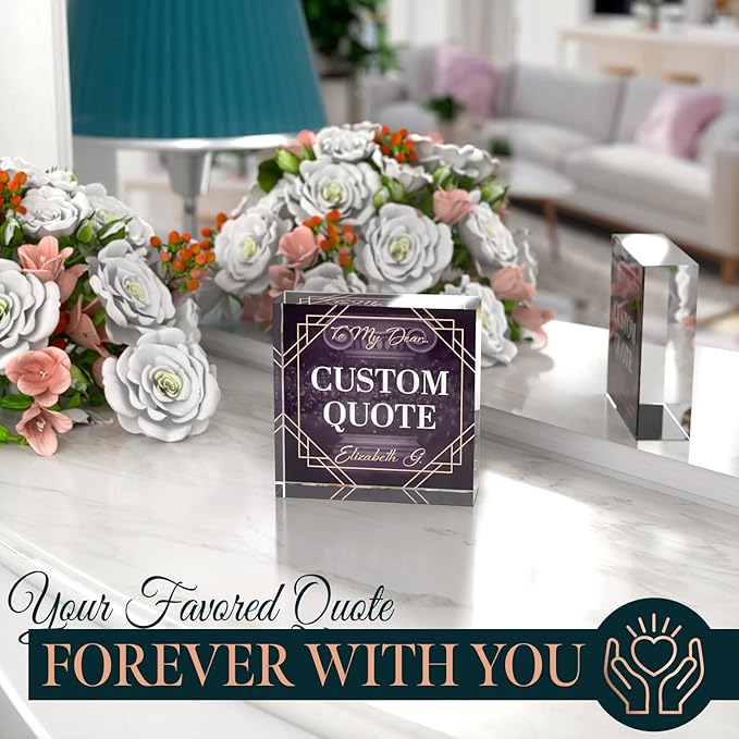 Custom Acrylic Sign Personalized, Custom Desk Name Plate, 18 Styles, (4"x4"), With Gift Box, USA Made by Acryluxe. (Fantasy)