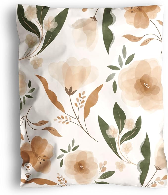 Poly Mailers 14.5 x 19 Inch- 100 pack Biodegradable Shipping Bags for Clothes and Large Items - Impack Self-Seal Waterproof Thick Mailing Envelope for Accessories & Clothing - Camelia Bloom