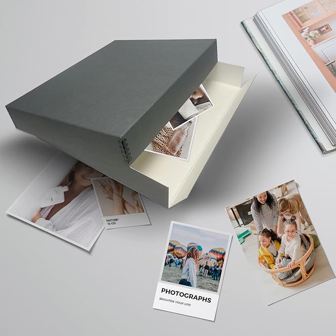 Lineco Museum Archival Storage Box, 16.75x20.75x3 in. Drop Front Design. Acid-Free with Metal Edge. Organize Photos, Pictures, Prints, Documents, Crafts, DIY. Gray, 2 Pack