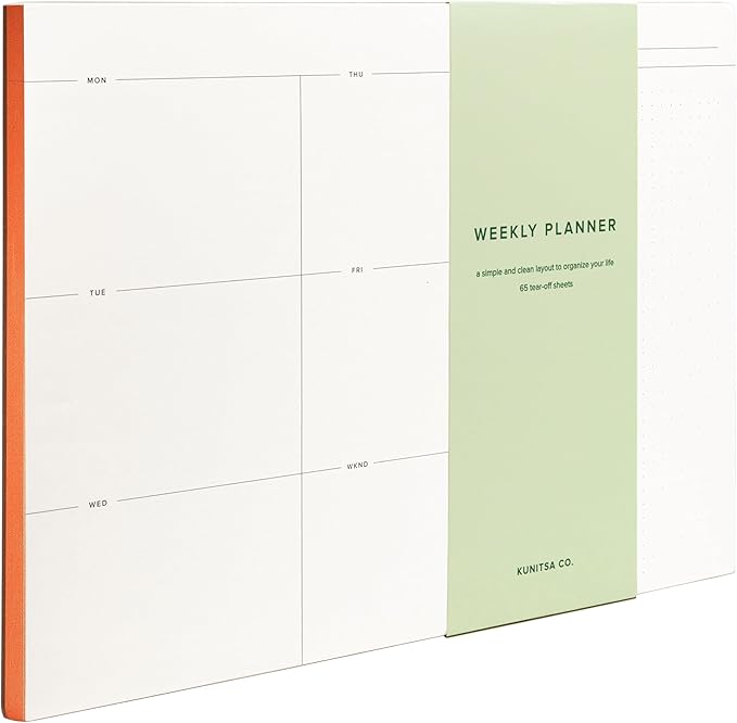 Weekly To-Do List Notepad – Desk Pad for Work and Study, Orange, 11.7x8.3 Inches