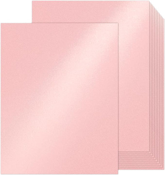 100 Sheets Pink Shimmer Cardstock 8.5 x 11 Iridescent Paper, Goefun 80lb Card Stock Printer Paper for Invitations, Valentines Day, Crafts, DIY Cards