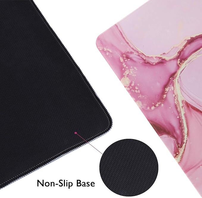 iCasso Extended Gaming Mouse Pad (35.4x15.7 in), Large 3mm Non-Slip Rubber Base Mousepad with Stitched Edges, Waterproof Keyboard Mouse Mat Desk Pad for Work, Game, Office, Home - Glitter Marble
