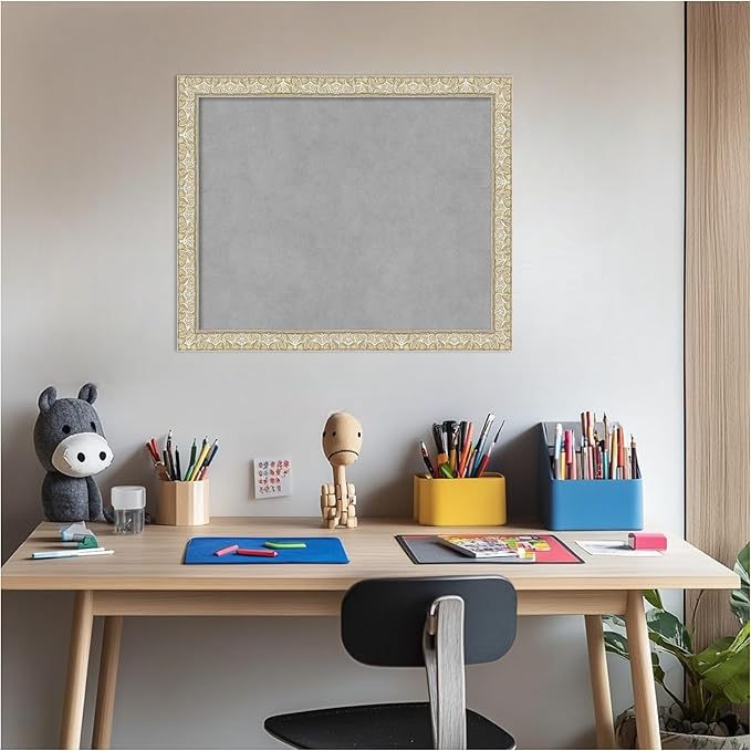 Amanti Art Silver Framed Magnetic Board 18x22 Small Vision Board for use with Magnets, 100% Metal Sheet to Display Items as Office Decor or for Home Organization in mudroom, Kitchen or Kids Room