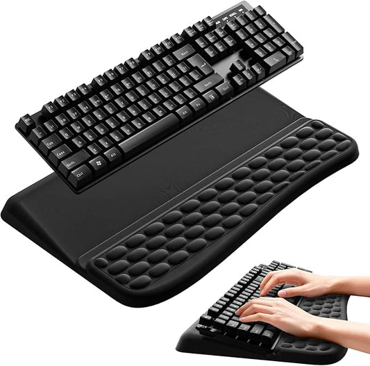 Computer Keyboard Stand with Wrist Rest, Keyboard pad with Wrist Support, Two Adjustable Keyboard Angles, Slow Rebound Comfortable Foam and Skin-Friendly Fabric. Suitable for Office, Gaming, and Home