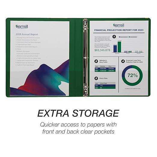 Samsill 0.5 Inch 3 Ring Binder, Made in USA, Economy Round Ring, Clear View Cover, 100 Sheet Capacity - for School, Home, Office - Forest Green