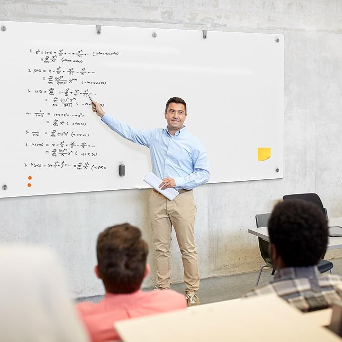 Large Glass Whiteboard, 96 x 48 Inches Magnetic Glass Dry Erase Board for Wall, 8' x 4' Brilliance White Board for Office, Home, School