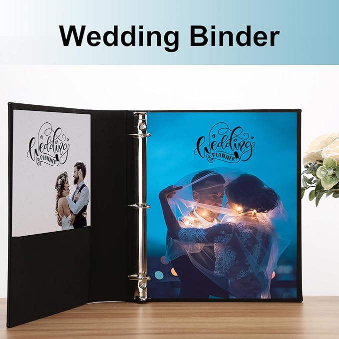 LETVPVOW Vintage Hardback 3 Ring Binder 3 Inch, Professional Leather Binder 3 Ring, D Ring Binders Fits 8.5 x 11, Three Ring Binders for Photo Album, Home, School and Office Supplies- Black