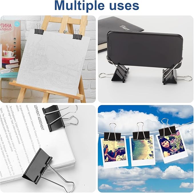 132 Pack Small Binder Clips 0.75 Inch with Container, Paper Clips Clamps, Black Office Clips, Mini Binder Clips, Clips for Paperwork, for Office and Home Supplies School