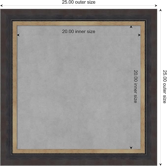 Amanti Art Black Framed Magnetic Board 25x25 Medium Vision Board for use with Magnets, 100% Metal Sheet to Display Items as Office Decor or for Home Organization in mudroom, Kitchen or Kids Room