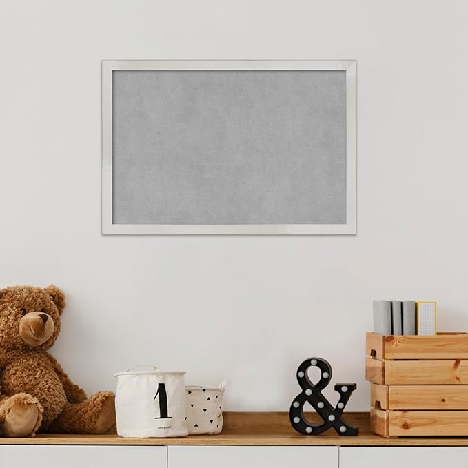 Amanti Art Silver Framed Magnetic Board 13x19 Small Vision Board for use with Magnets, 100% Metal Sheet to Display Items as Office Decor or for Home Organization in mudroom, Kitchen or Kids Room