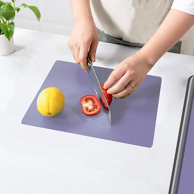 WK Flexible Plastic Cutting Boards for Kitchen Set of 10, Plastic Cutting Mats with Hole, Color Coded Cutting Board, Nonslip, BPA Free, Dishwasher Safe, Multi Size