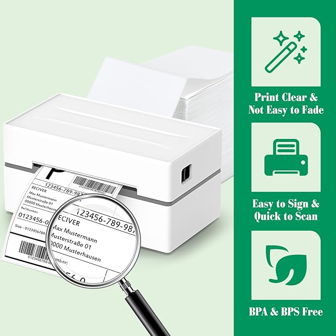 METRONIC Shipping Labels 4x6 500 PCS Fanfold Direct Thermal Labels, Perforated and Strong Adhesive Sticker Paper Thermal Printer Labels, Compatible with Rollo, JADENS, Phomemo, MUNBYN Printer