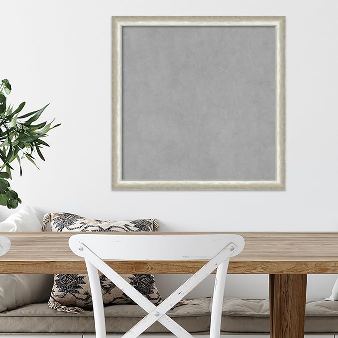 Amanti Art Silver Framed Magnetic Board 22x22 Medium Vision Board for use with Magnets, 100% Metal Sheet to Display Items as Office Decor or for Home Organization in mudroom, Kitchen or Kids Room