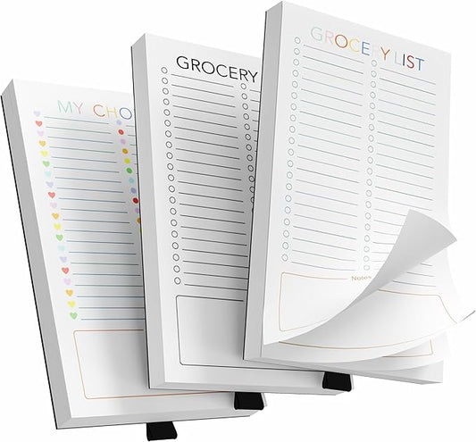 SooHeeRange 3 Pack Magnetic Grocery List Pad with Full Back Magnet & Pen Holder, Totally 180 Sheets for Fridge, To-Do List and Memo Notepad (4.5x7.5 Inch, Blank)
