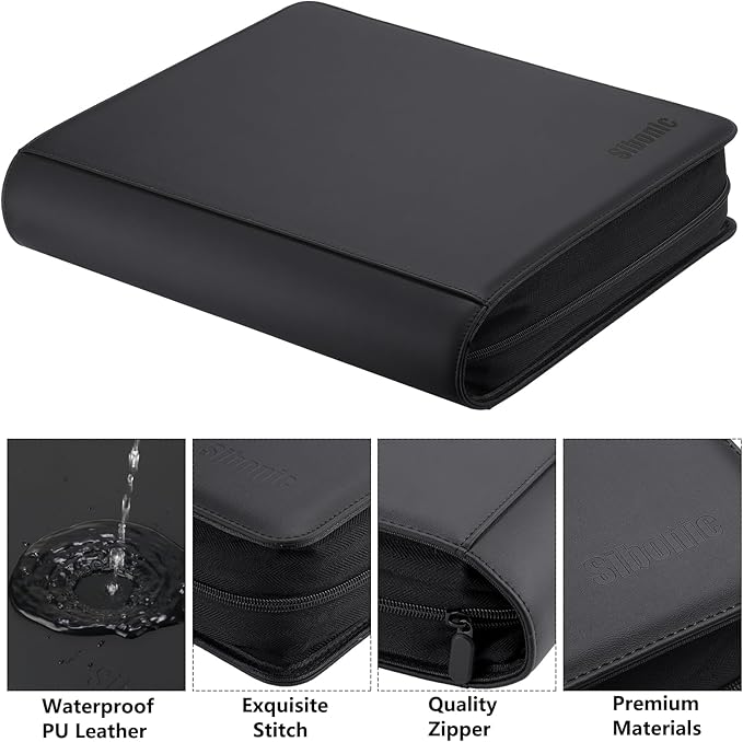 Sibonic 9 Pocket TopLoader Binder, Holds 360 3”x4” Toploader Hard Cases, Sleeves Card Collection Binder, 20 Double Sided Pages, Compatible with Trading & Sports Holder - Black