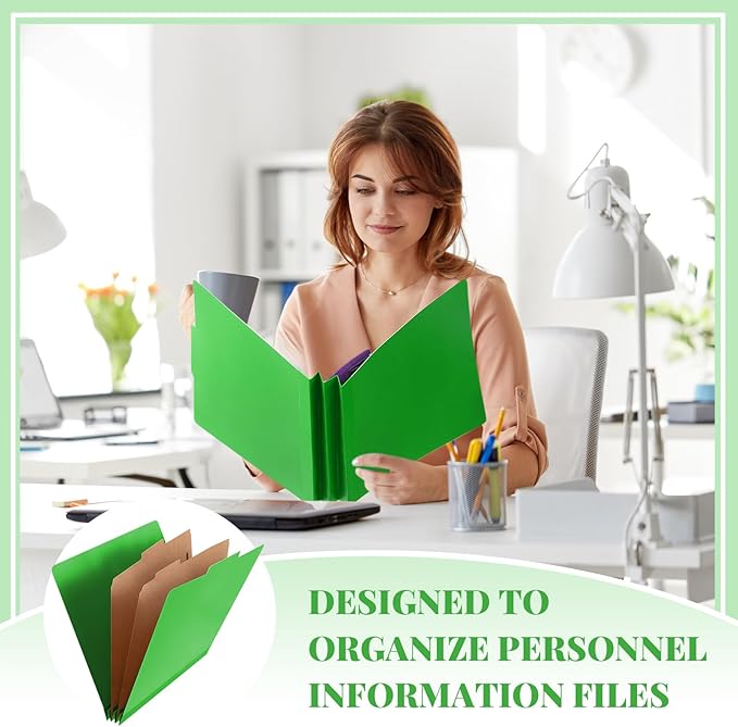 Skyygemm 36 Pcs Classification Folders Letter Size, 2 Divider Pressboard File Folders with 3. 5 Inch Expansion, 2 Prongs Fastener, Heavy Duty Office File Organizers for Teachers, Medical (Green)