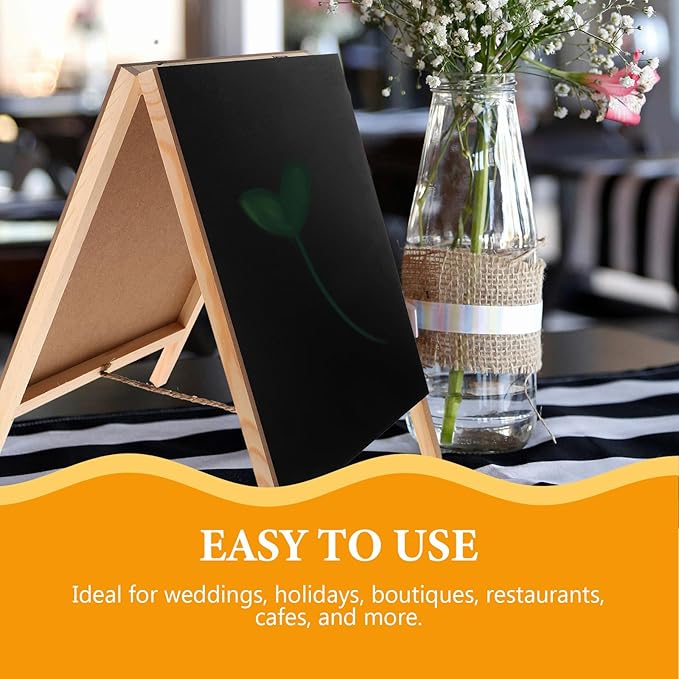 ADOCARN Double-Sided Standing Blackboard Small Chalkboard Message Board for Desk Home Office Commercial Use Reusable Desktop Display Sign