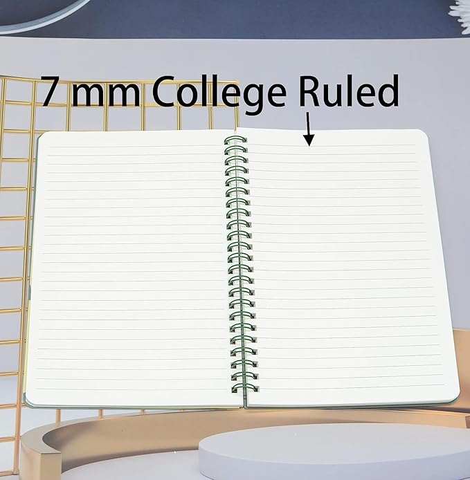 Yansanido Spiral Notebook, 4 Pcs 4 Color A5 Thick Plastic Hardcover 7mm College Ruled Paper 80 Sheets (160 Pages) Journal for School and Office Supplies (4 Pcs A5)