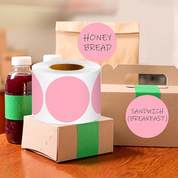 3 Inch Round Color Coding Labels (500 per Roll) - Colored Dot Stickers Round Labels for Inventory, Warehouse, Office Organizing - Pink Circle Stickers