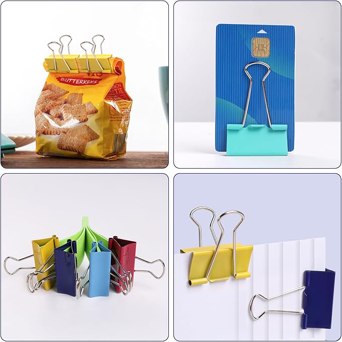 Ufmarine Large Binder Clips 1.6 Inch (36 pcs), Colored Big Paper Clips for Office