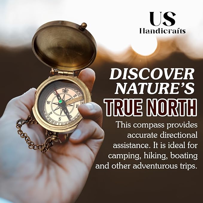 Be Strong and Courageous, Do Not Be Afraid Brass Engraved Compass with Stamped Wooden Case – Inspirational Birthday, Confirmation, and Baptism Gifts