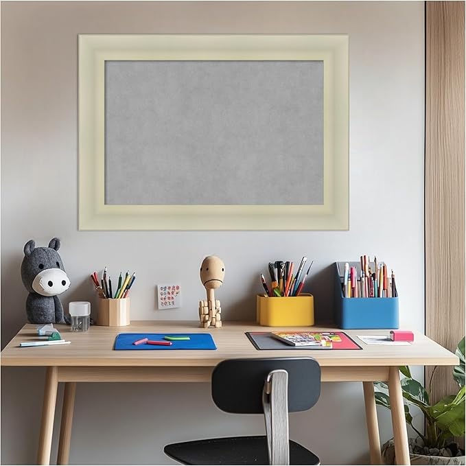 Amanti Art Silver Framed Magnetic Board 21x29 Medium Vision Board for use with Magnets, 100% Metal Sheet to Display Items as Office Decor or for Home Organization in mudroom, Kitchen or Kids Room