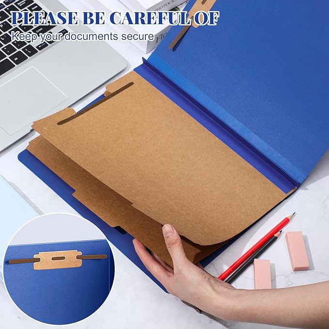 Skyygemm 36 Pcs Classification Folders Letter Size, 2 Divider Pressboard File Folders with 3. 5 Inch Expansion, 2 Prongs Fastener, Heavy Duty Office File Organizers for Teachers, Medical (Dark Blue)