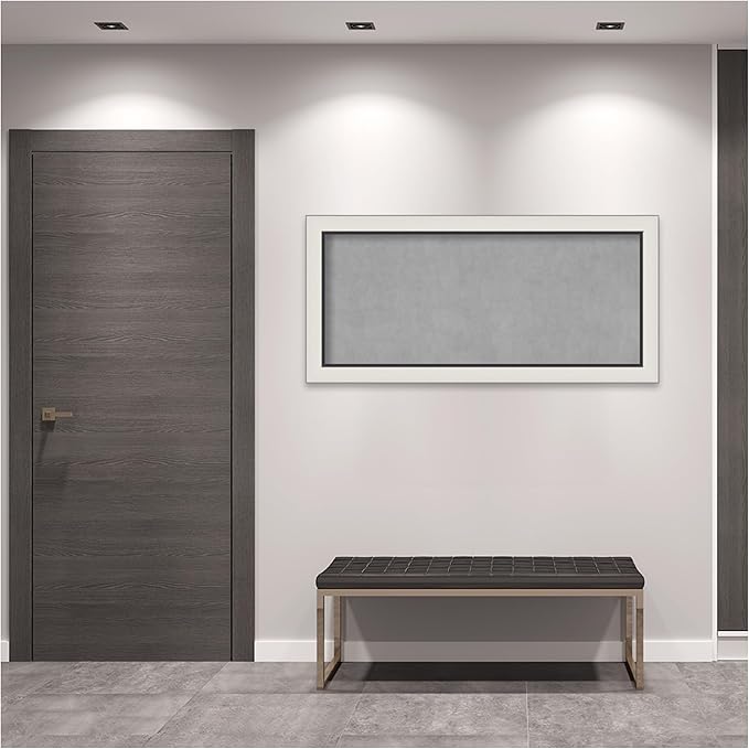 Amanti Art Silver Framed Magnetic Board 26x54 Oversize Vision Board for use with Magnets, 100% Metal Sheet to Display Items as Office Decor or for Home Organization in mudroom, Kitchen or Kids Room