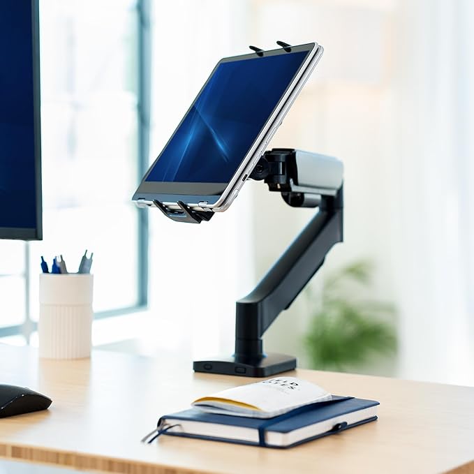 VIVO Height Adjustable Counterbalance Mechanical Arm Tablet Desk Mount, Fits 2-in-1 Laptops and 15.6 inch Portable Monitors, Max VESA 100x100, Black, STAND-V001O-M02