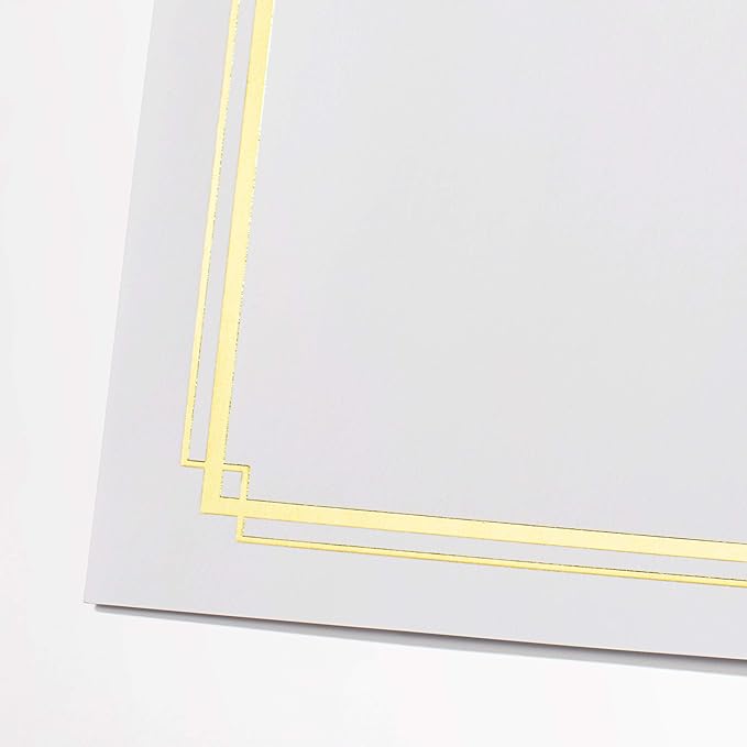 PaperDirect White Specialty Certificates, Gold Foil Border on 38lb Certificate Paper, 8.5 x 11 Inches, Laser and Inkjet Compatible, 30 Count, For School, Work, Diplomas & Award Certificates