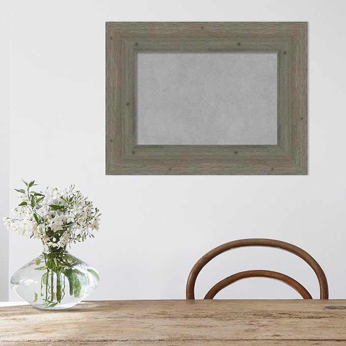 Amanti Art Grey Framed Magnetic Board 19x25 Small Vision Board for use with Magnets, 100% Metal Sheet to Display Items as Office Decor or for Home Organization in mudroom, Kitchen or Kids Room