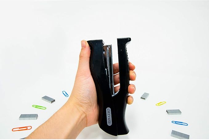 BAZIC Products Stand-Up Stapler w/500 Staples, Full Strip Size Standard (26/6), Black Durable Desktop Staplers for Home Office School, 12-Pack