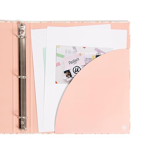 U Brands Eco-Conscious 1" Binders, Set of 2, Pink and Sage Green Boho Chic Prints, Silver Metal O-Rings