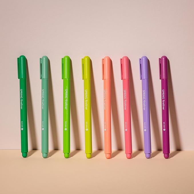 DIVERSEBEE Fine Tip Pens, 8 Bible Pens No Bleed Through, Assorted Colors, 0.5mm Fine Point Fineliner Markers for Journaling, Bible Study Journaling Supplies and Accessories (Spring)