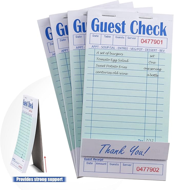 Batrical Guest Checks Server Note Pads 1000 Sheets Waitress Notepad for Restaurants (20 Books) 3.5" x 6.75" Per Ticket Book