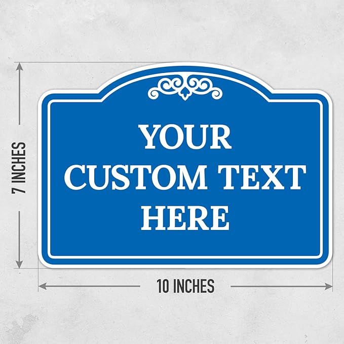 Custom Decorative Sign, Personalized Metal Sign for Business, Driveway, Home, Airbnb, Office Door Plaque, Blue Background Sign, 7x10 Inches, ACM, Fade Resistant, Made in USA by Sigo Signs