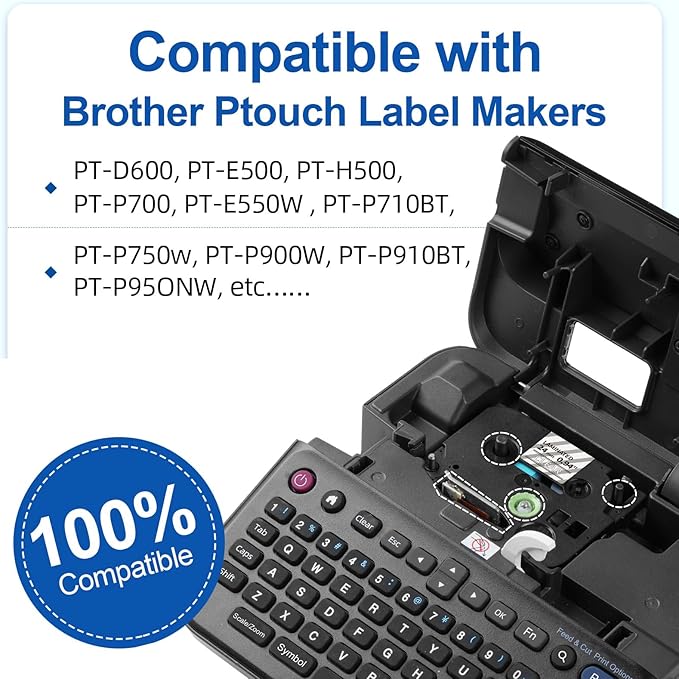 TZ White on Clear Label Tape 1" Replace for Brother P Touch TZe TZ Tape 24mm 0.94 Laminated Clear TZe-155 TZe155 Compatible with Ptouch PTD600 PT-D610BT PT-P710BT Label Maker, 4-Pack White on Clear