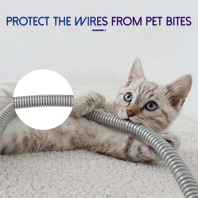 Split Wire Loom Tubing, 10,25ft Cord Protectors from Pets No Chew, Flexible Wire Covers Cord Protectors, Protective Split Cable Sleeve for Automotive Home Industrial Wires(Grey, 0.46inch-25ft)