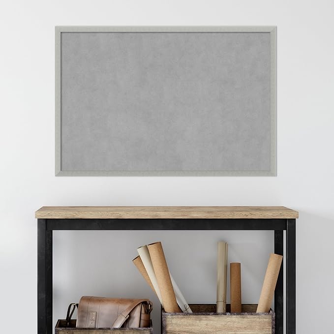 Amanti Art Silver Framed Magnetic Board 26x38 Large Vision Board for use with Magnets, 100% Metal Sheet to Display Items as Office Decor or for Home Organization in mudroom, Kitchen or Kids Room