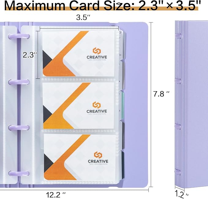 deli Business Card Holder, 180 Cards Book Portable Business Card Organizer for Men & Women, Professional Credit Cards Binder, Purple