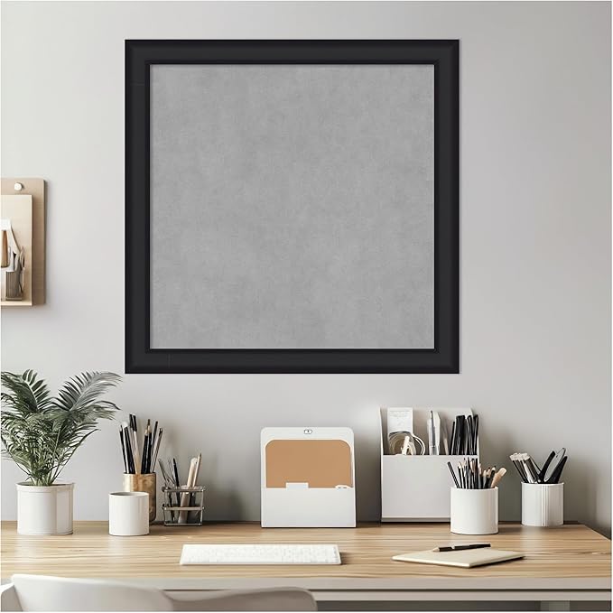 Amanti Art Black Framed Magnetic Board 23x23 Medium Vision Board for use with Magnets, 100% Metal Sheet to Display Items as Office Decor or for Home Organization in mudroom, Kitchen or Kids Room