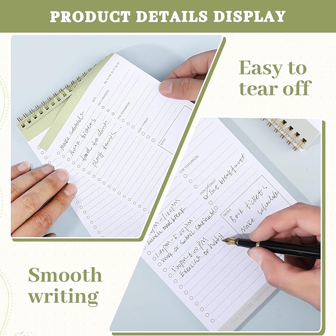 Thboxes 2 Packs To Do List Notepad, Totally 208 Pages To Do List Notebook A5 Undated Daily Planner Notepad with Transparent Cover and Task Checklist Home Office School Supplies, Simple Style