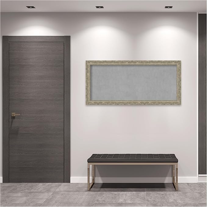 Amanti Art Silver Framed Magnetic Board 24x52 Oversize Vision Board for use with Magnets, 100% Metal Sheet to Display Items as Office Decor or for Home Organization in mudroom, Kitchen or Kids Room