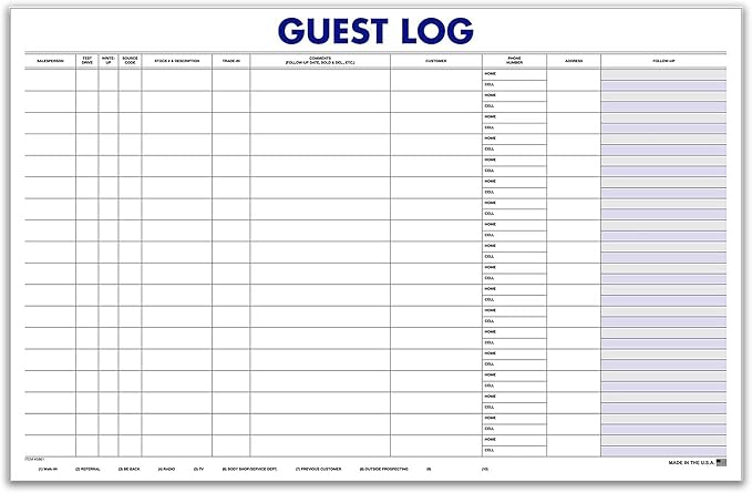 Guest Log Book for Automotive Dealerships – Customer Sign-in Tracking Log – 17" × 11" Visitor Registration Book – 100-Sheet Pad for Auto Service Centers, Repair Shops, Lead Management - 2 Pad