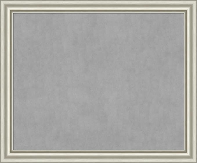 Amanti Art Silver Framed Magnetic Board 38x46 X-Large Vision Board for use with Magnets, 100% Metal Sheet to Display Items as Office Decor or for Home Organization in mudroom, Kitchen or Kids Room