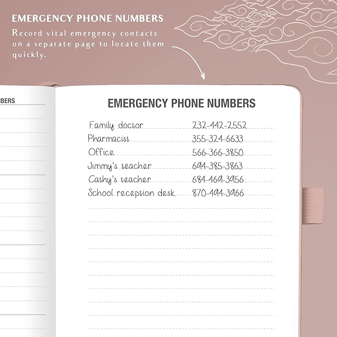 Legend Planner Address Book with Alphabetical Tabs – Mini Telephone Contacts Book for Phone Numbers, Addresses, Passwords, Small (Rose Gold)