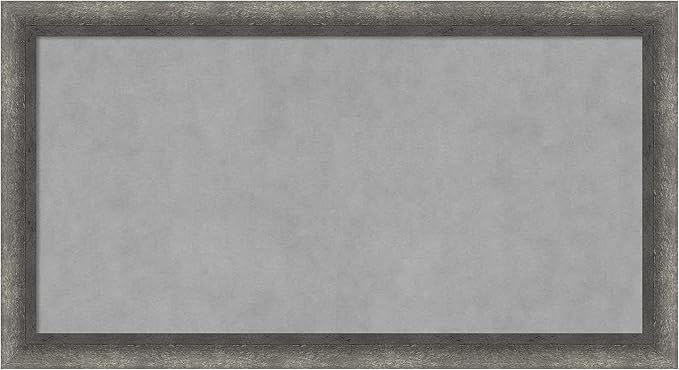 Amanti Art Grey Framed Magnetic Board 14x26 Small Vision Board for use with Magnets, 100% Metal Sheet to Display Items as Office Decor or for Home Organization in mudroom, Kitchen or Kids Room